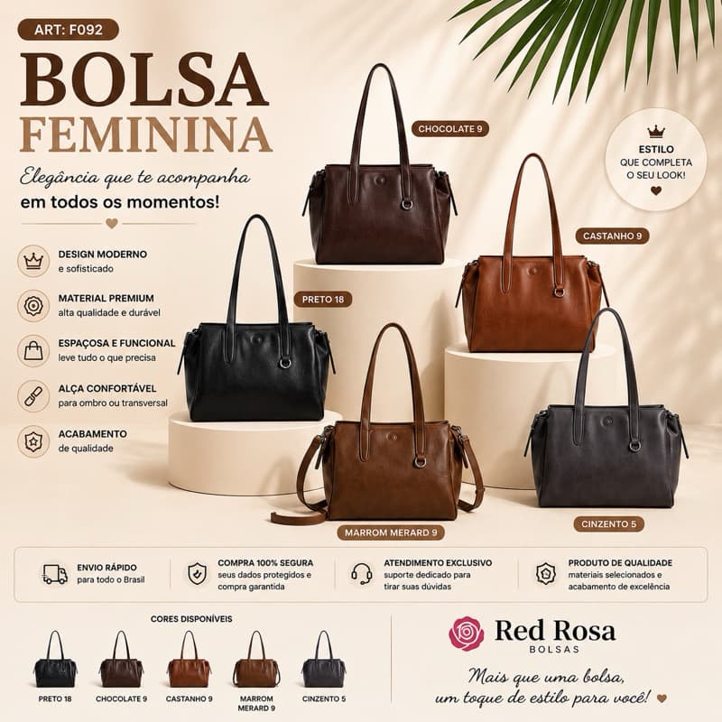 BOLSA FEMININA TOTE PREMIUM F092