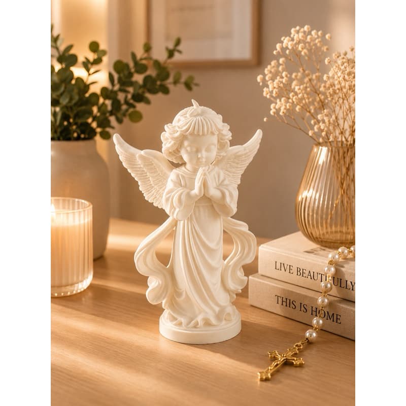 Anjo Aurora Estatueta Anjo Rezando Presente Cantinho de Oração Crisma Devoção Decoração Aconchego Fé Anjo Anjinho