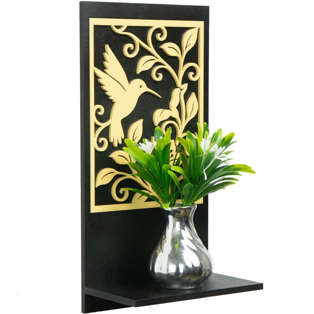 Prateleira de parede decorativa beija flor vase de planta