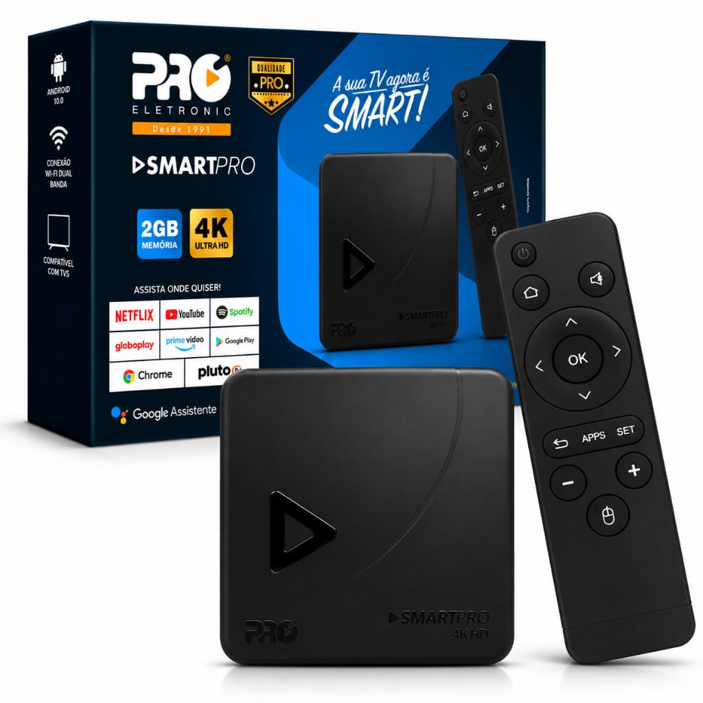 TV Box Proeletronic SmartPro PROSB-3000 4K, com Android 10 e 16GB
