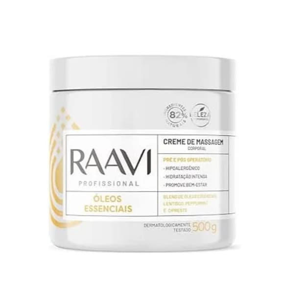 Creme De Massagem Corporal Oleos Essenciais Raavi 500g