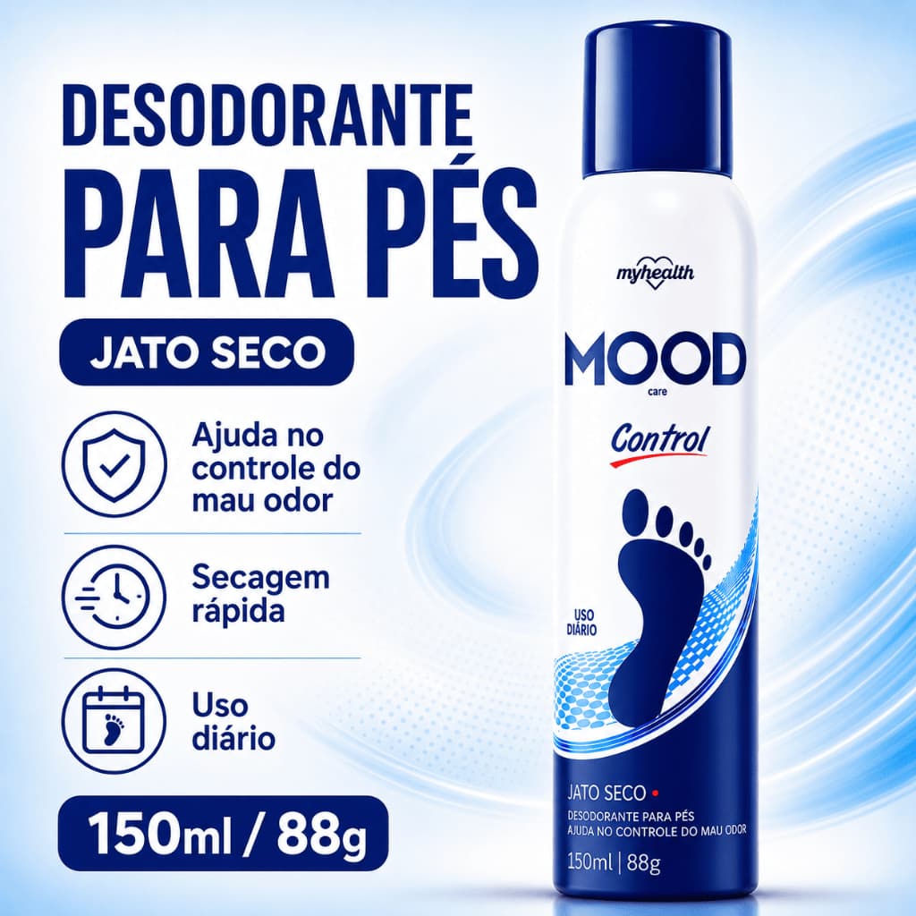 Desodorante para Pés Masculino Antichulé Spray Antitranspirante Jato Seco 150ml Uso Diário Mood