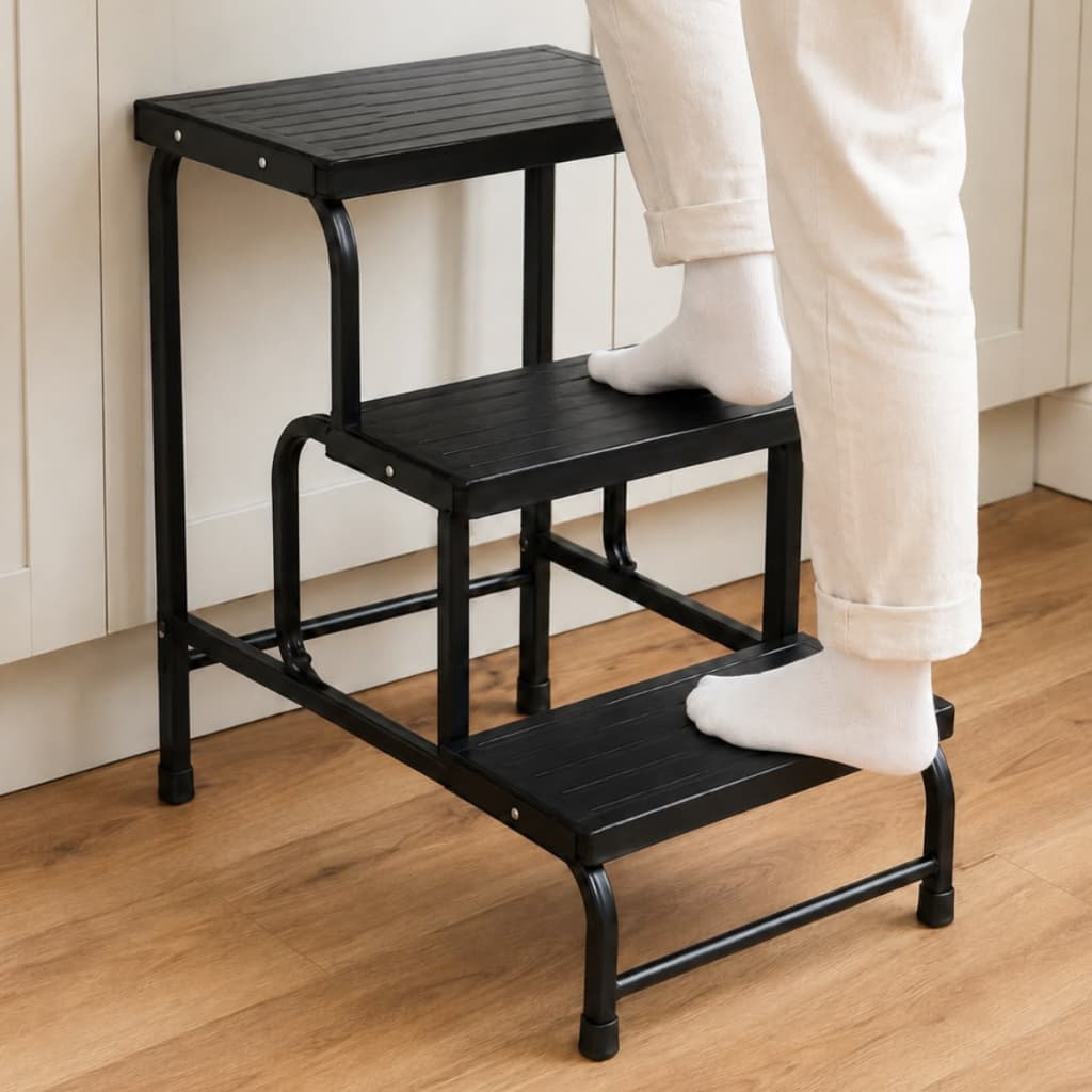 Banqueta Escada Portátil Dobrável 3 Degraus Antiderrapante Escadinha Portátil Banco Multiuso Aço Resistente Cozinha