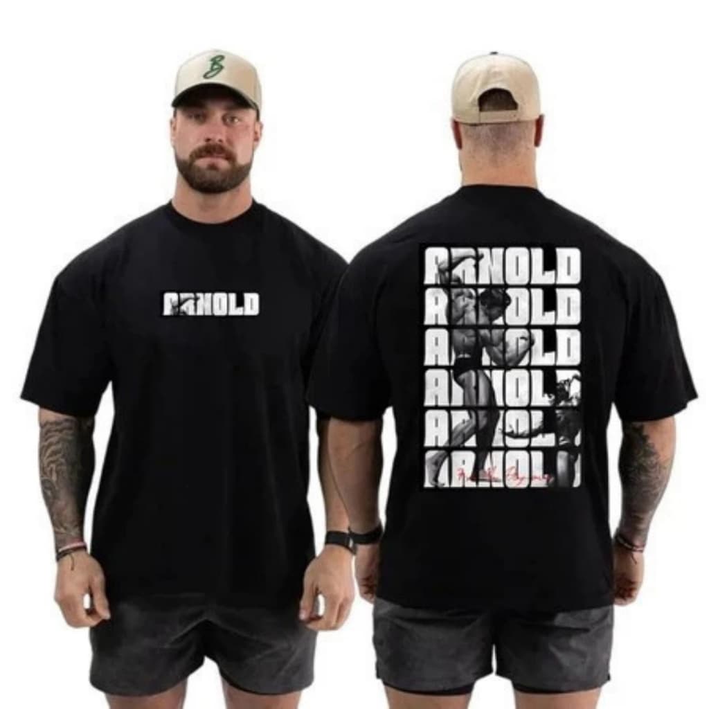 Camiseta Oversized Arnold Academia Fisioculturismo Gym Bodybuilder Competição Camisa 100% Algodão