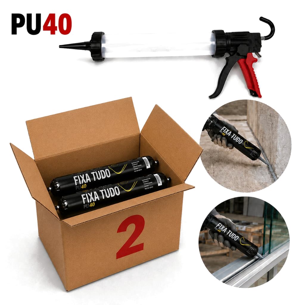 Kit 2 Selante Pu40 Poliuretano + Aplicador 800gr/ml Sachê Industrial Construção Extra Forte