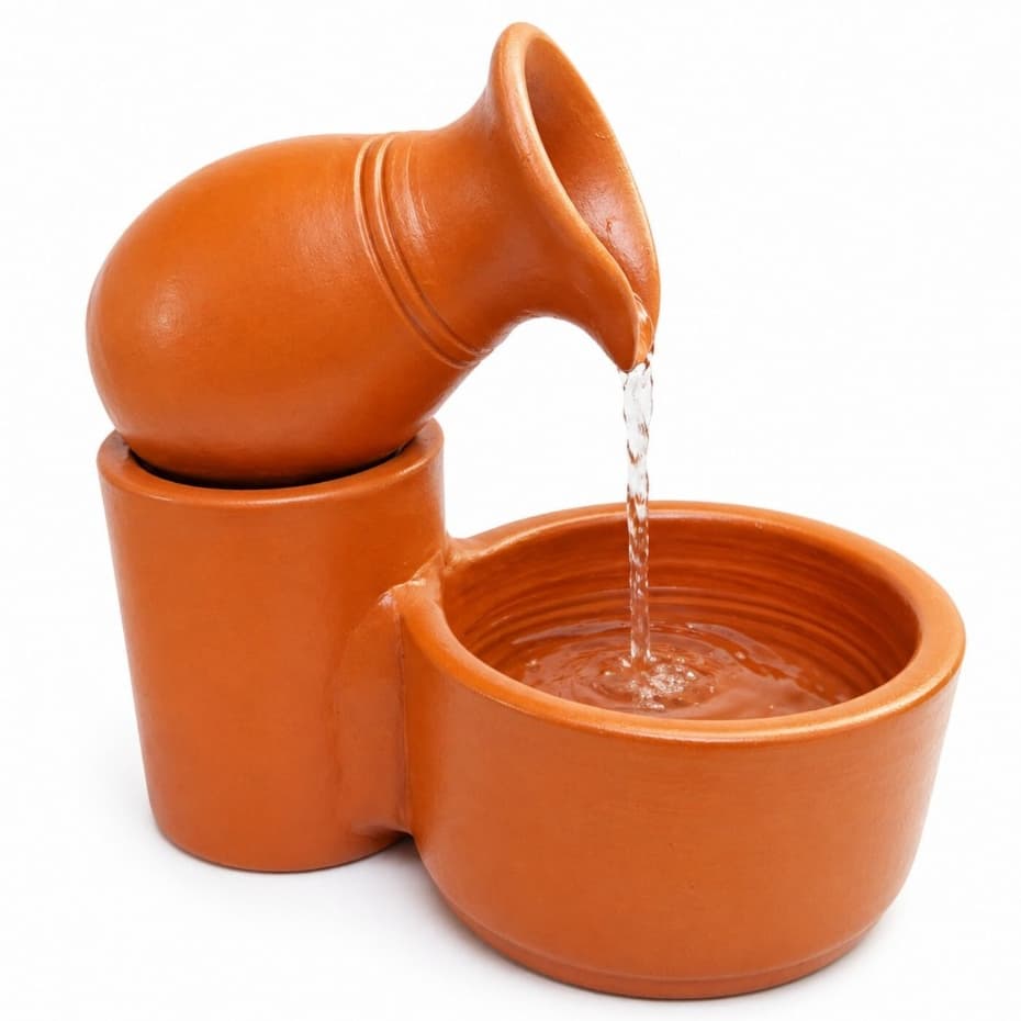 Fonte de Água Decorativa de Barro Com Bomba Bebedouro Pet Mesa Santa Ceia Artesanal Alta Qualidade