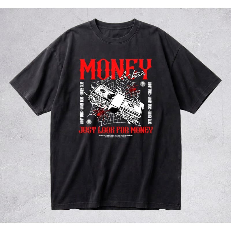 Camiseta Oversized Estampa Money Dinheiro 100% Algodão Unissex
