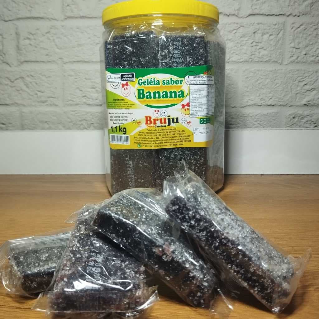 Doce de Banana Caseiro Geleia Bruju Pote 1,100kg C/20 Unidades Tradicional festas