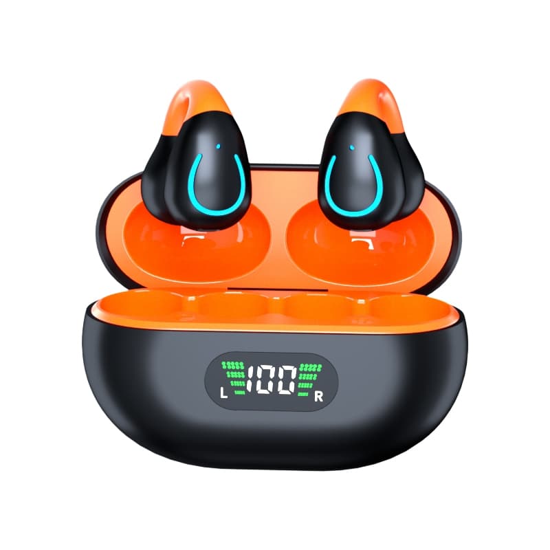 fone de ouvido sem fio bluetooth Clip-on OWS 5.3 | Sem dor no ouvido, Display de Bateria, Redução de Ruído