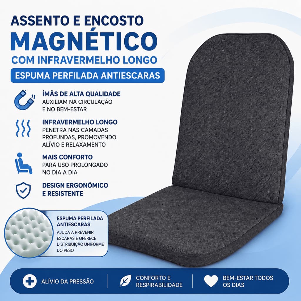 Assento e encosto ortopédico 2 em 1 para carro Magnético e Infravermelho Longo Espuma Massageadora Relaxante Uber