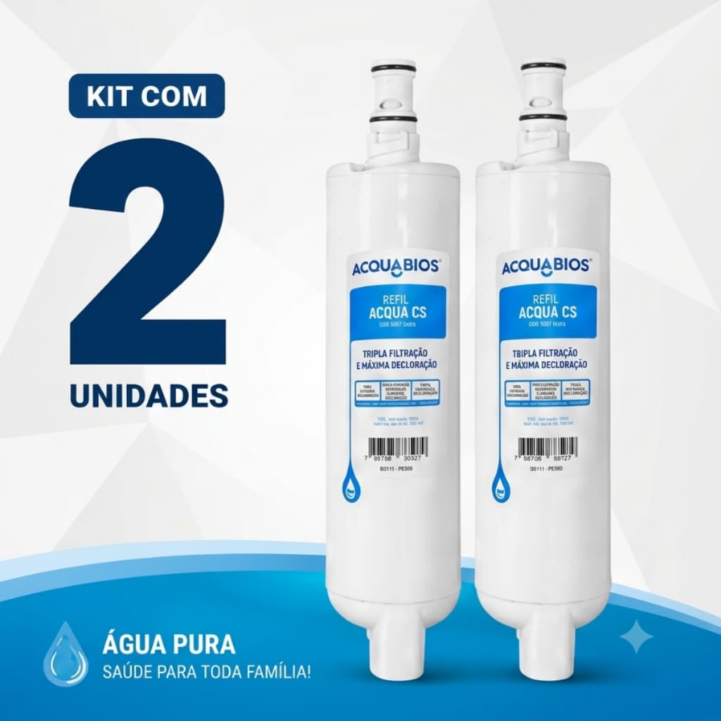 Kit 02un Acqua CS Refil Para Filtro Purificador Compatível c/Filtro de Água Consul Tripla Filtração