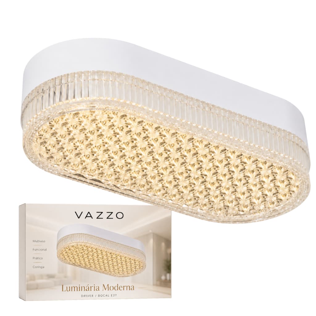 Luminária Plafon Moderna 26w 3 em 1 Driver Bocal LED Sala Quarto Bivolt Vazzo