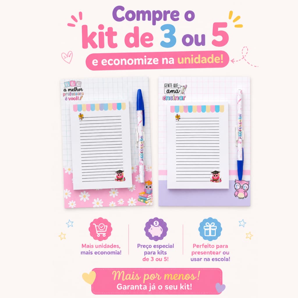 Lembrancinha Dia Dos Professores, Capa com Bloquinho e Caneta Personalizados