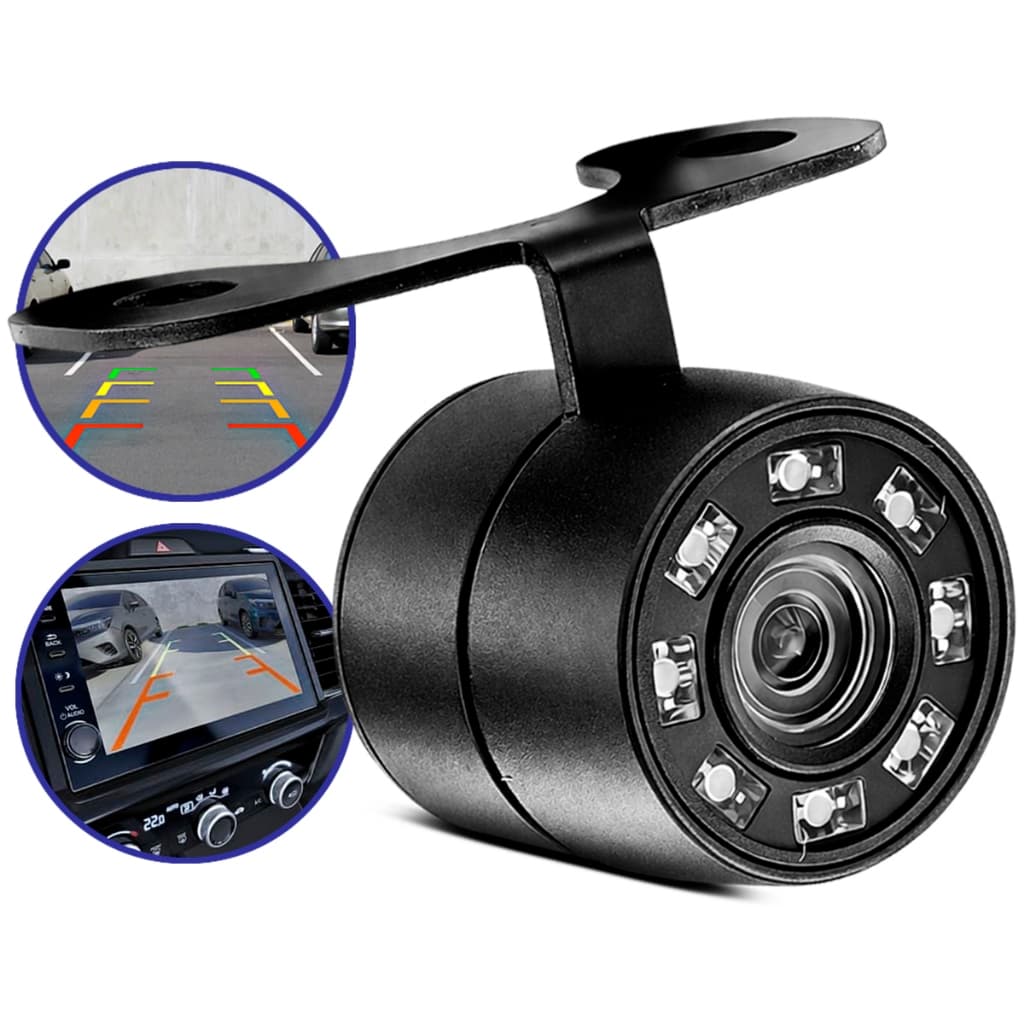 Camera de Ré Universal Visão Noturna Prova D'Agua Borboleta 8 Leds