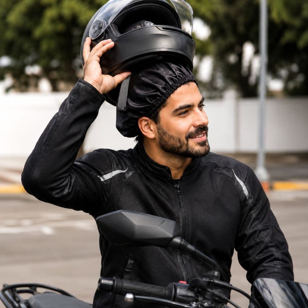 Touca De Cetim Preta Para Capacete Antifrizz Premium Envio Imediato