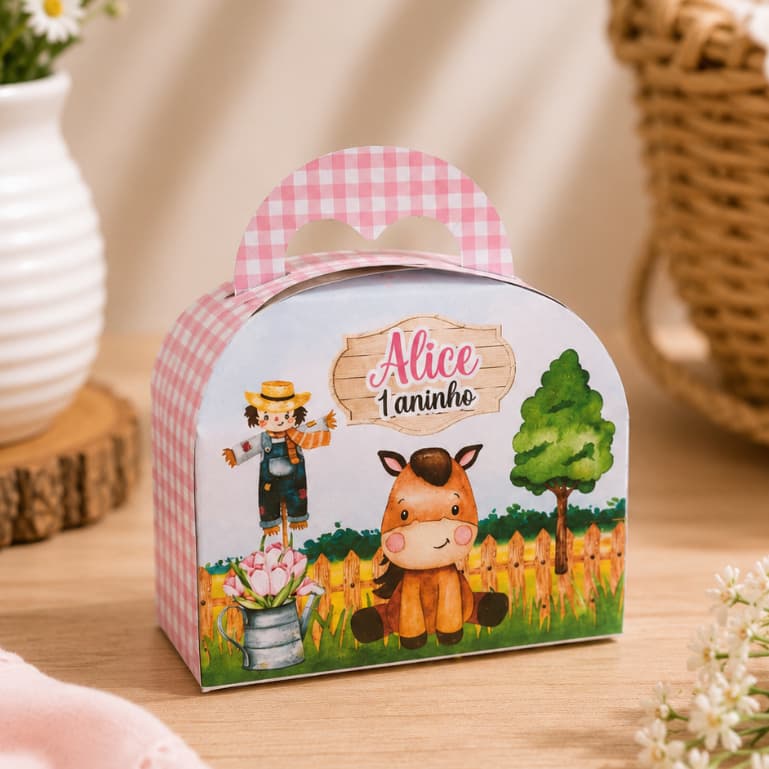 Caixinhas Maletinha Fazendinha - Caixinhas para decoração de aniversário - (Pegue e Monte)