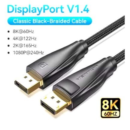 Cabo Displayport 1.4 8k Hdr 240hz Ultra Hd 1m Vention Hccbf