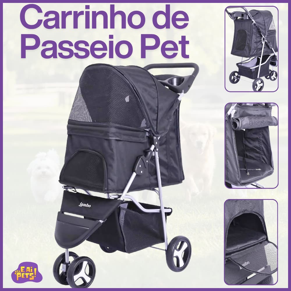 Carrinho de Passeio Jambo para PET Transporte Cães e Gatos