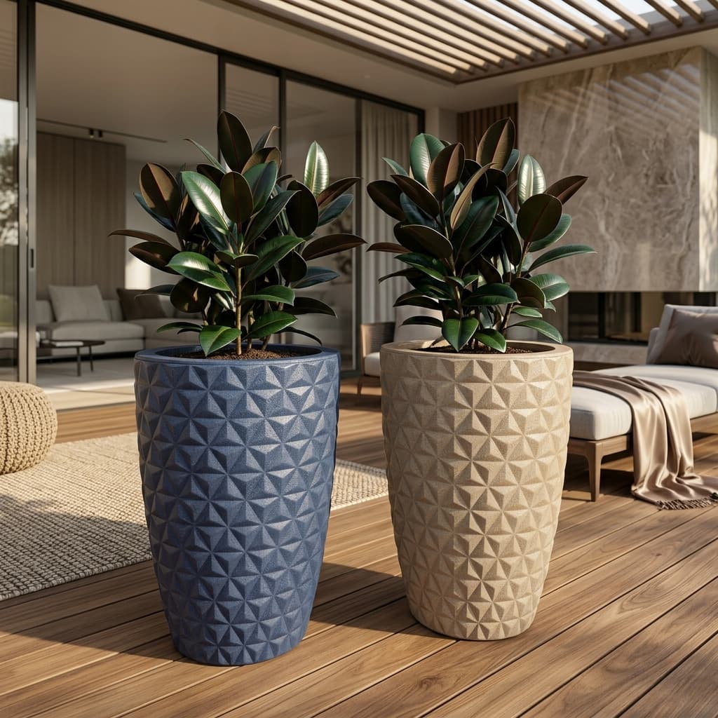Vaso decorativo para plantas em polietileno redondo diamante luxo coluna P ou M