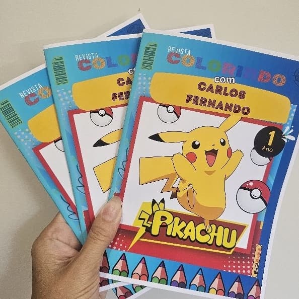 Kit 10 20 30 40 50 Revistinha Livro de Colorir Infantil Lembrancinha PERSONALIZADO DESENHO PIKACHU POKEMON livrinho
