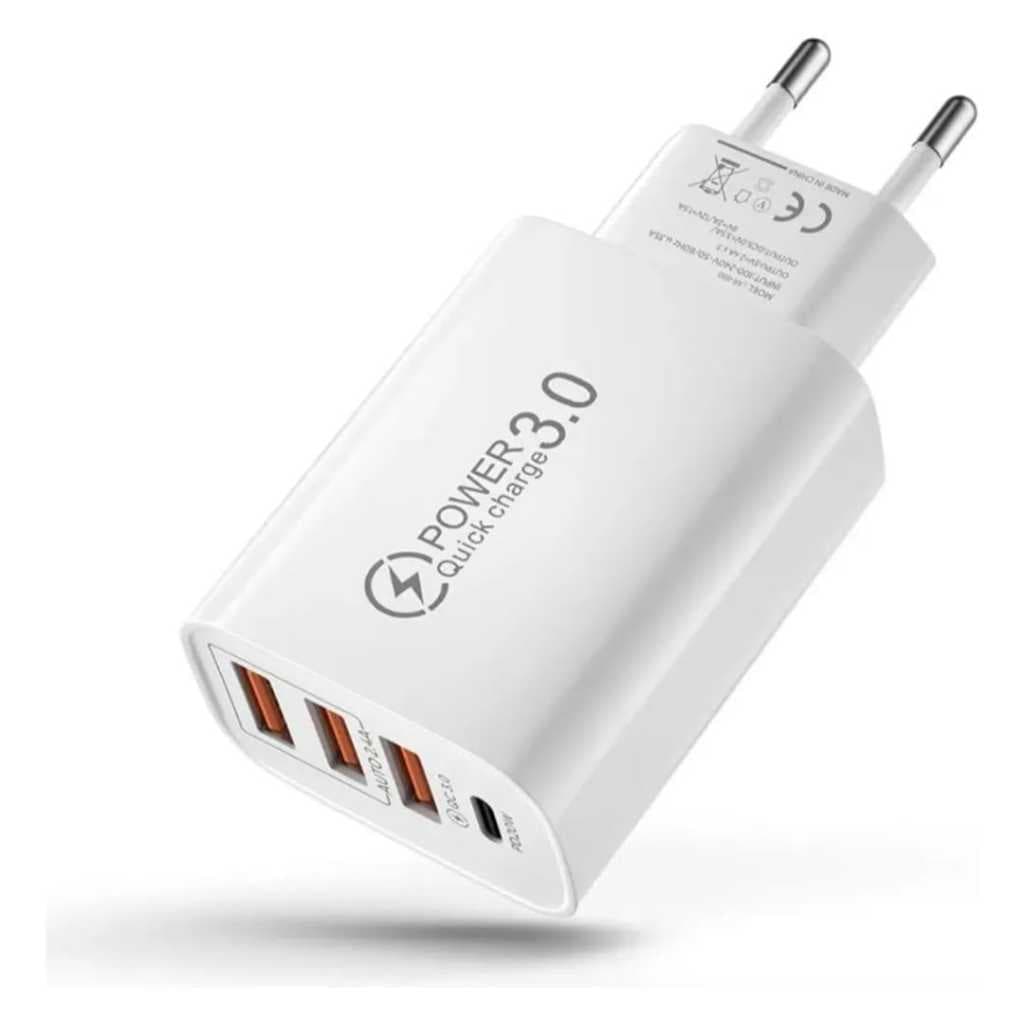 Carregador Celular Turbo 3.0 30W Saídas 3 Usb A 3.0 E 1 Tipo C