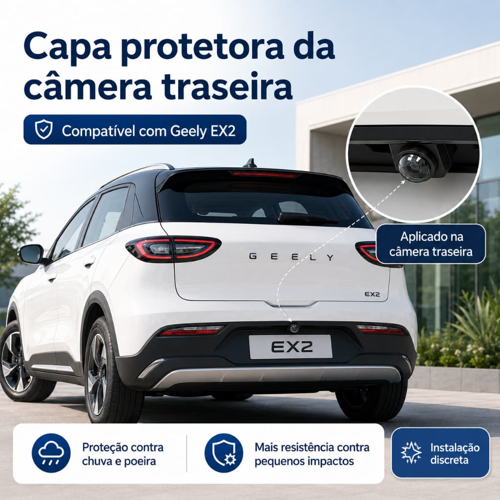 Acessório Geely Monjaro Galaxy EX5 EX2 Coolray Protetor Câmera 360 2 Peças