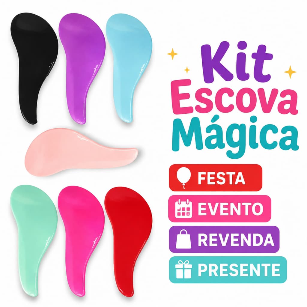 Kit 3/6/9/12 Escovas Magica Profissional Desembaraçadora Cor única