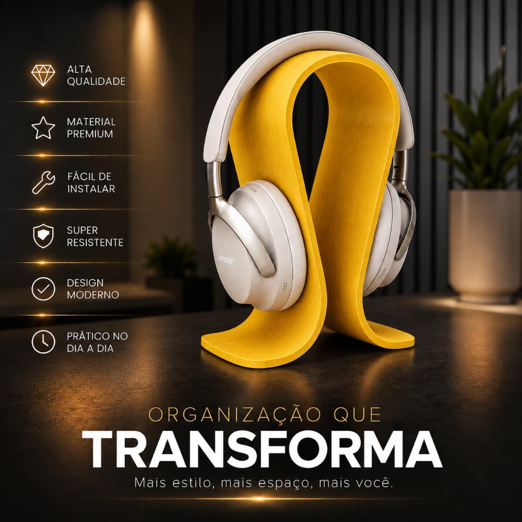 Suporte para Fone de ouvido Headset Ômega Texturizado | Organizador Gamer Resistente Premium