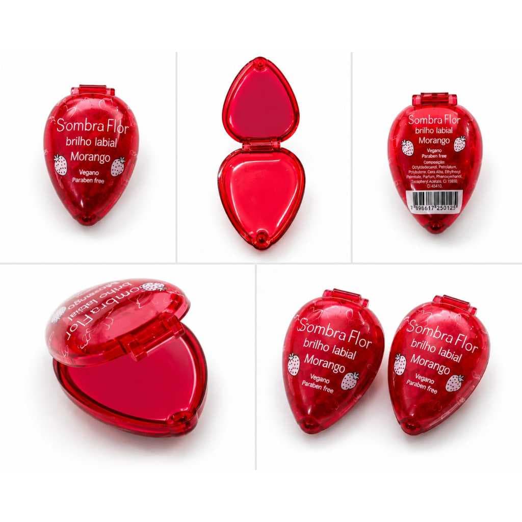 Kit com 5 Batom Brilho Labial Moranguinho Infantil