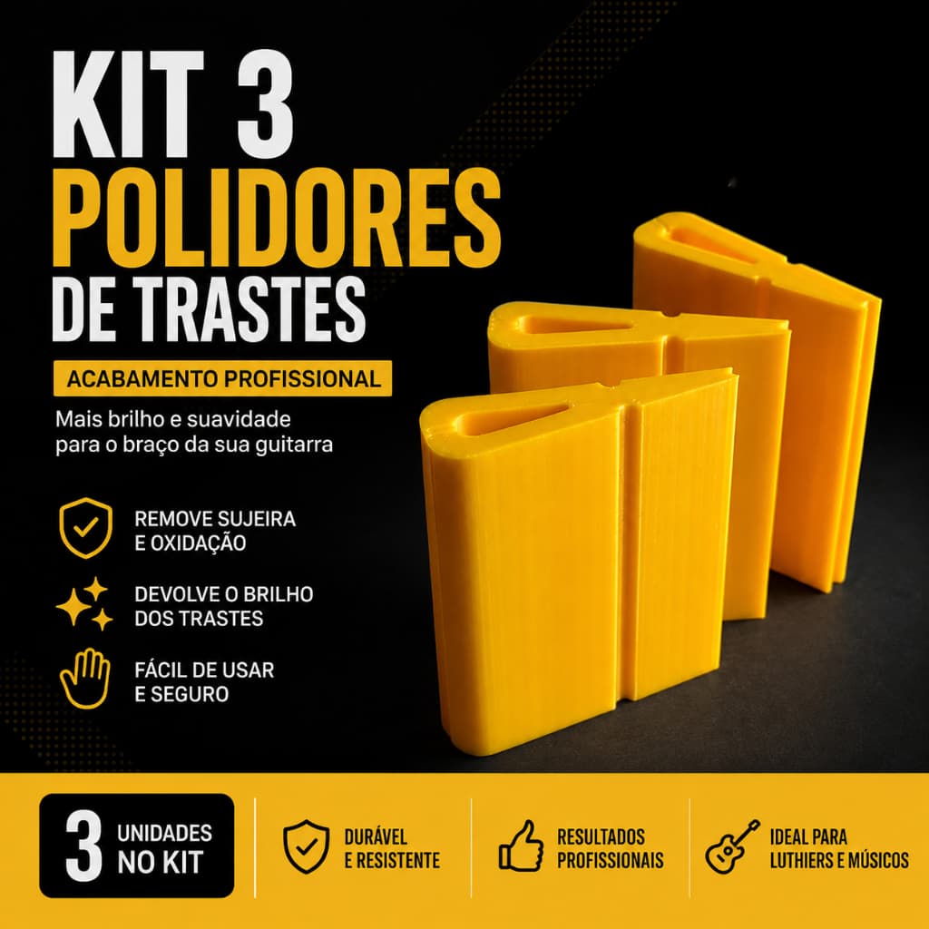 Polidor de Trastes para guitarras, contrabaixo e violões - Polidora de trastes para Luthier - 3UN