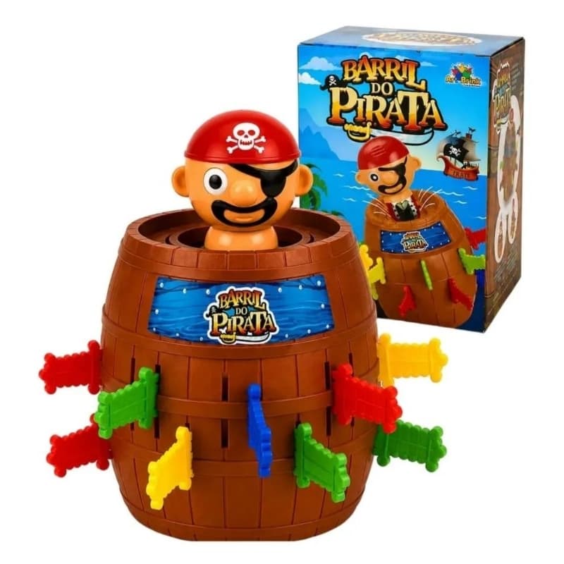 Jogo Barril Pula Pirata Grande ArtBrink Brinquedo Infantil Família