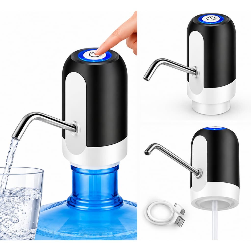 KIT Bomba elétrica universal recarregável USB para garrafas de água de galão Bomba elétrica galão