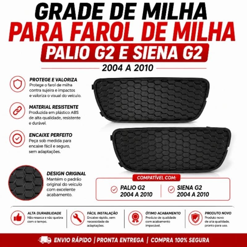 Grade Milha Colmeia Preta Palio Siena G2 2004 a 2010 Envio Imediato Produto Novo