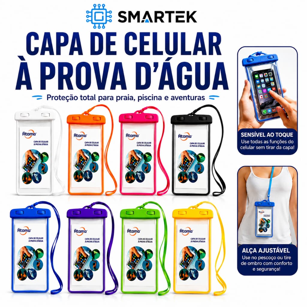 KIT 1 A 5 CAPAS BOLSAS PARA CELULAR À PROVA D'ÁGUA UNIVERSAL IMPERMEÁVEL CASE CAPA PROTETORA P PRAIA