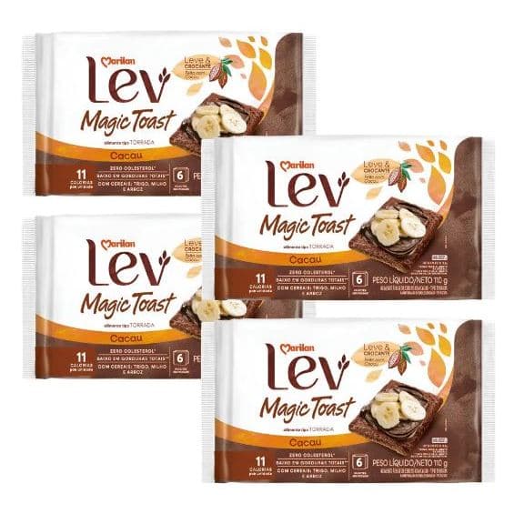 Kit 4 Torradas Marilan Cacau 110g Magic Toast 110g