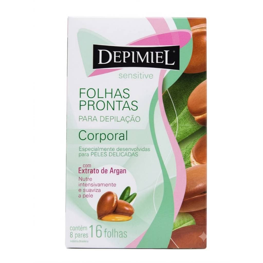 Folhas Depilatória Corporal Sensitive Óleo Argan C/16 Un. - Depimiel