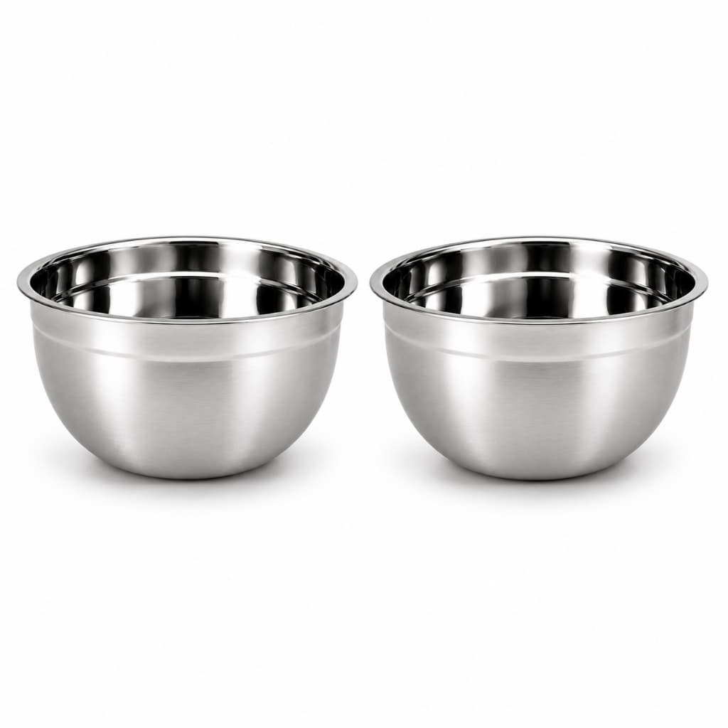 Kit Com 2 Tigela Bowl Bacia Saladeira Aço Inox 28cm Redonda Profissional Culinário