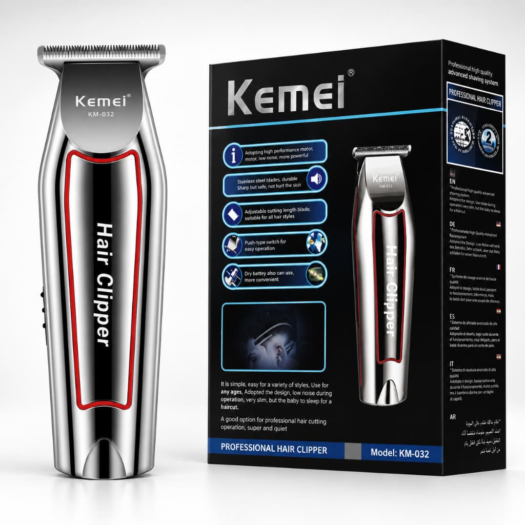 Maquina Acabamento Kemei Km-032 Cor Prateado 110V/220V Aparador de pelos Máquina de Acabamento KM032