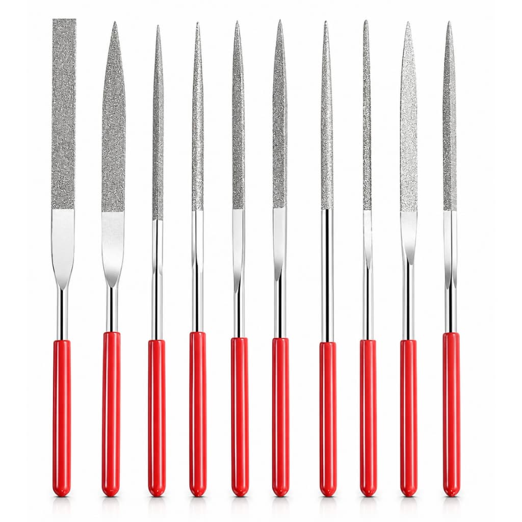 Kit Com 10 Limas Ferramentas Diamantadas Agulha Cabo Emborrachado