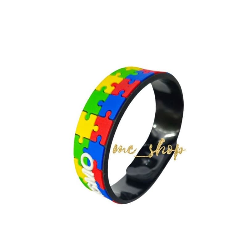 Pulseira de Identificação Autista Infantil em Silicone Quebra-Cabeça
