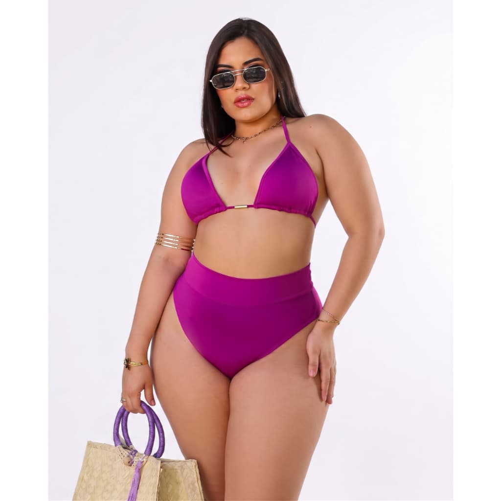 Biquini Plus Size Lipo Cintura Alta Cortinão Sustentação Fio Duplo Confortável Biquíni Cortinao
