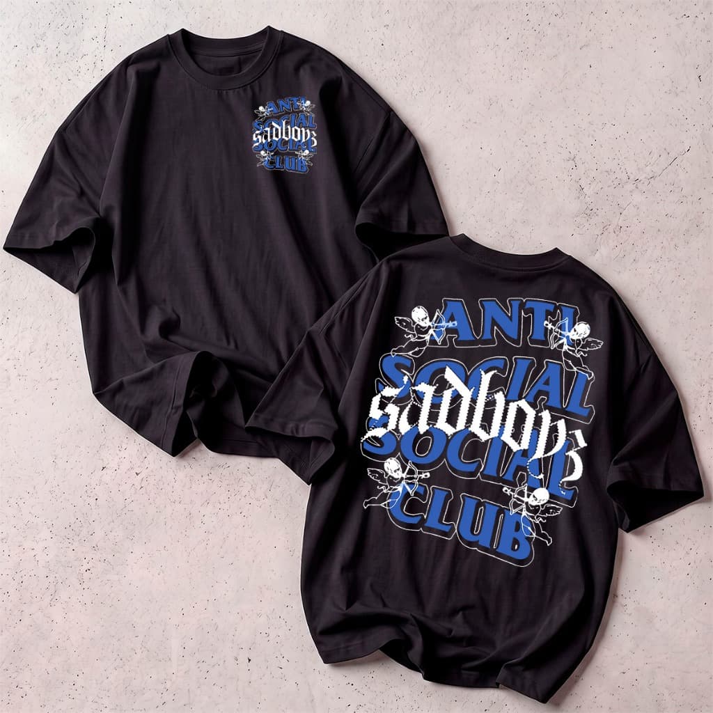 Camiseta Masculina Anti Social Social Club Sadboy Streetwear 100% Algodão Moda Fio 30.1