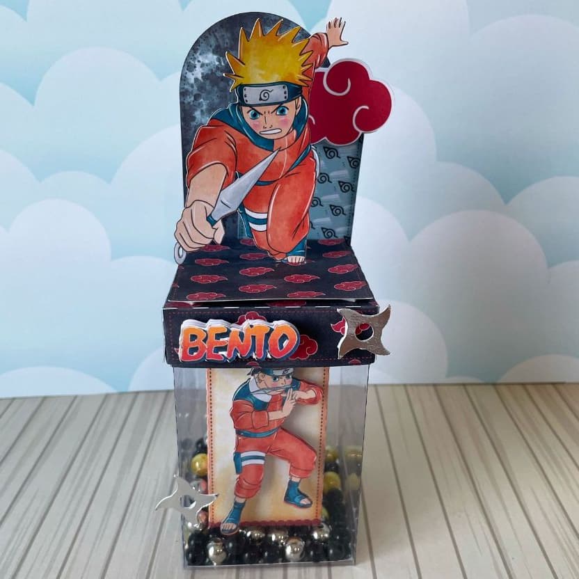 ✨ Caixa Cenário Luxo - Naruto, Aquarela, Anime - Papelaria Personalizada - Lembrancinha de Festa