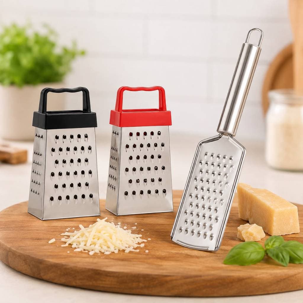 Kit Mini Ralador e Filetador Inox Versátil Multifuncional Temperos Condimentos e Queijos 4 Faces