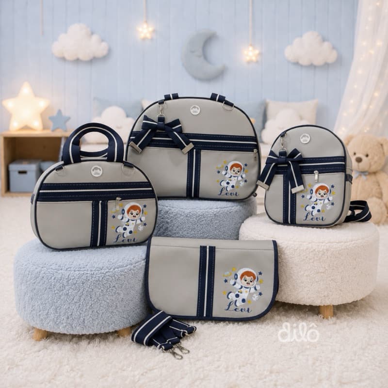 Kit de bolsas maternidade baby astronauta personalizado, Dilô Kids.