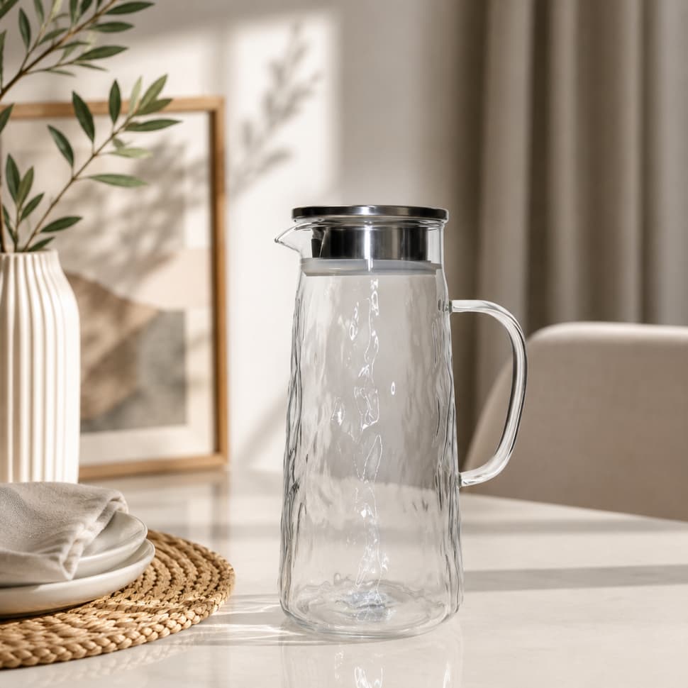Jarra de Vidro Cristal 1,5L com Tampa Hermética para Água, Suco e Bebidas