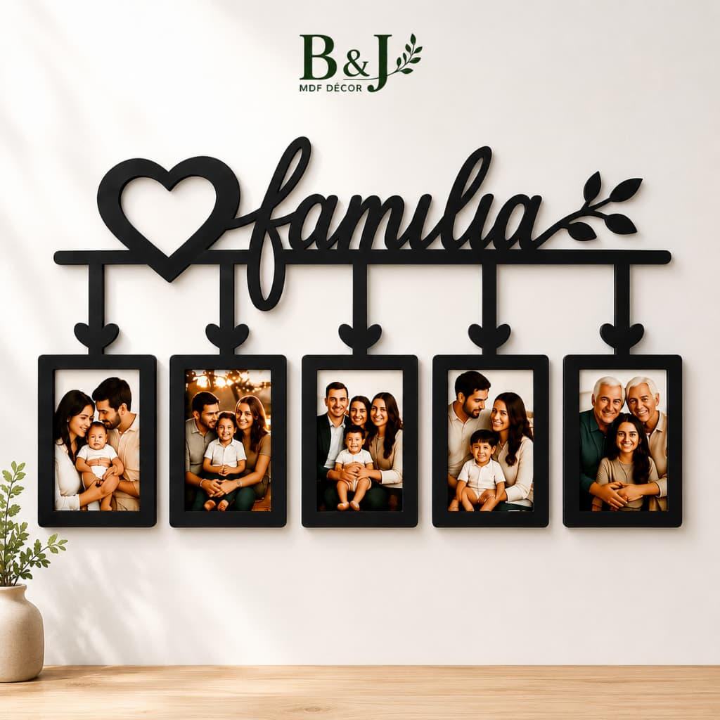 Porta Retrato Família MDF 5 Fotos 10x15 Quadro Decorativo Parede Árvore Porta Fotos Decoração Moderna