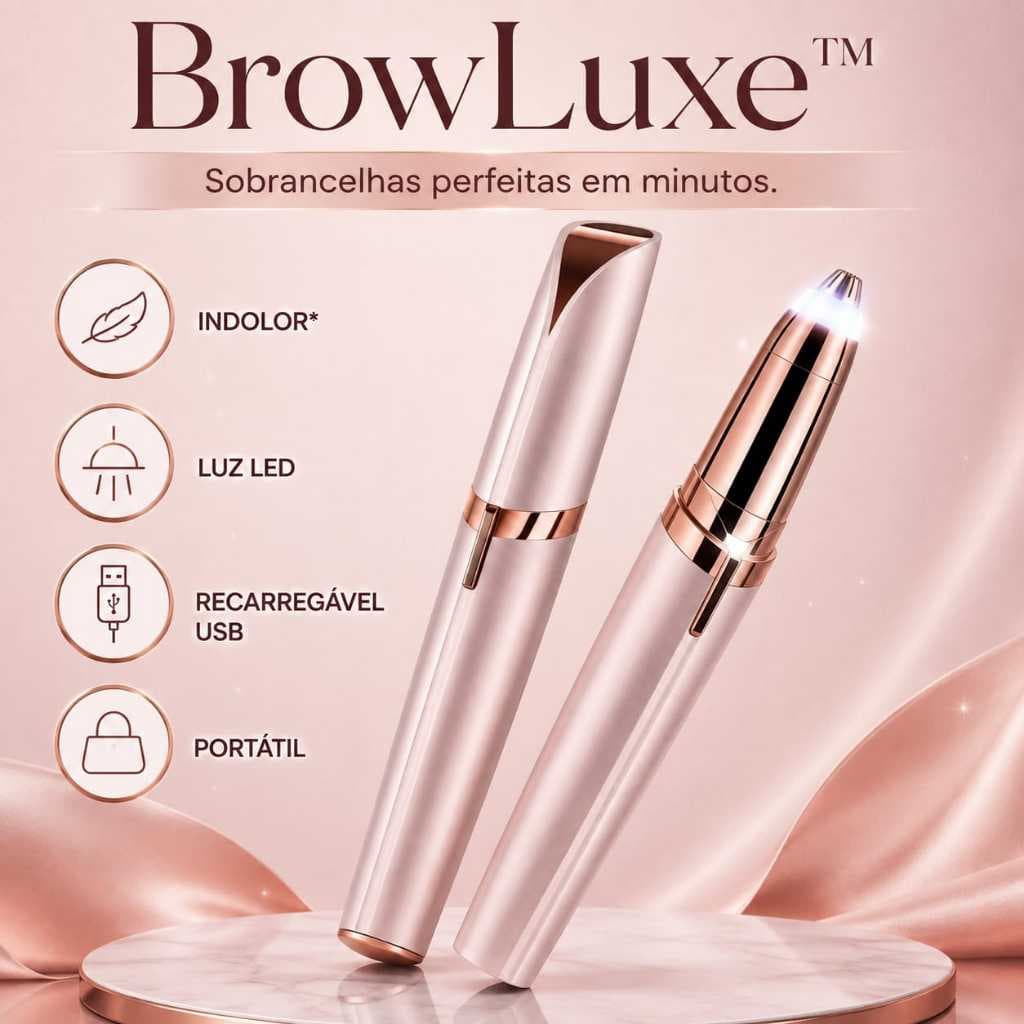 Caneta Depiladora Elétrica Sobrancelha Recarregável USB Luz LED Aparador Facial Feminino BrowLuxe