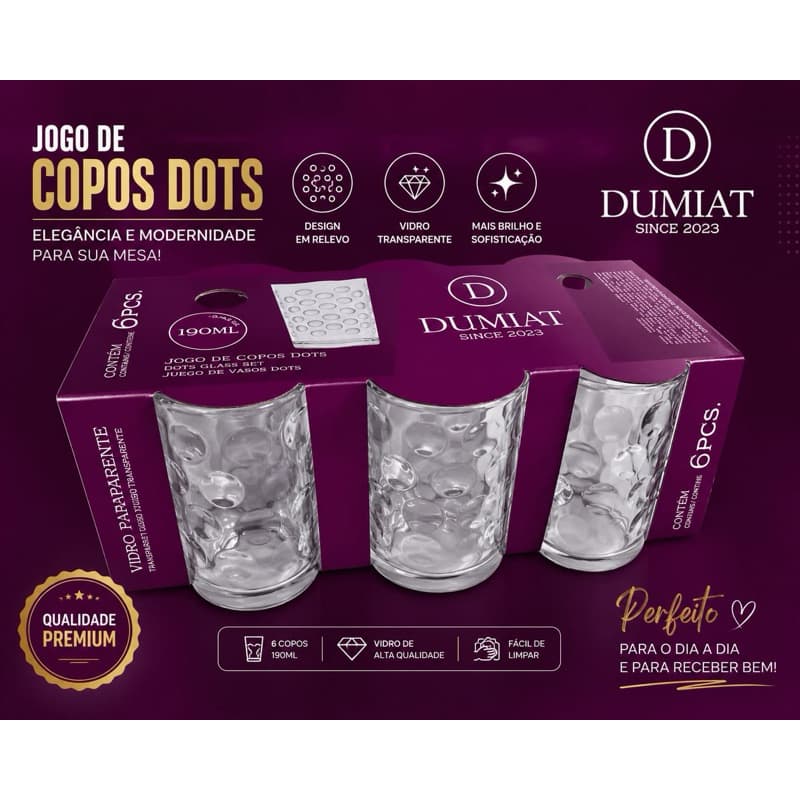 Jogo de Copos Dots - 6 Peças (190ml)