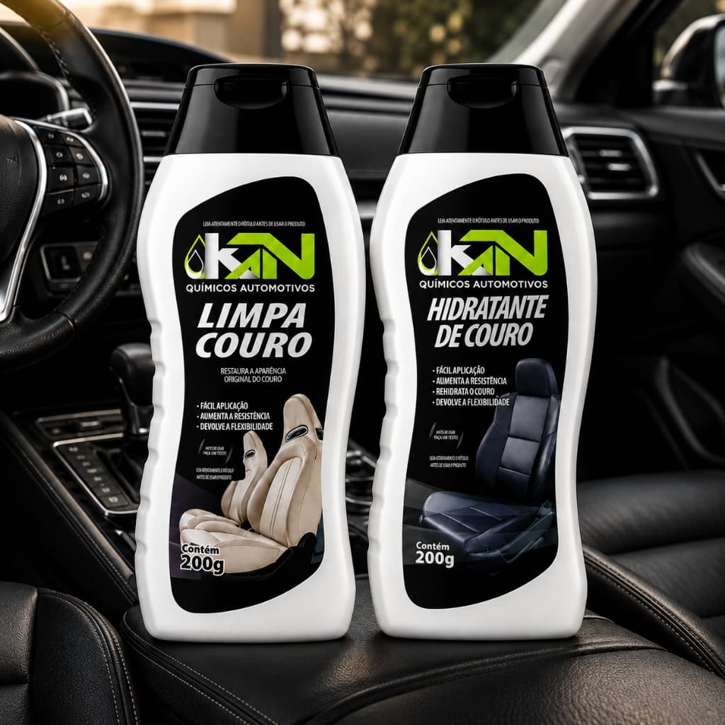 Kit Hidratante de Couro e Limpa Couro Automotivo para Bancos Cadeiras Gamer Bolsas Sapatos Sofás